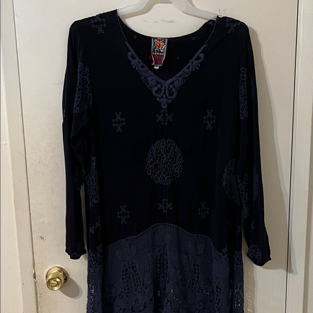 Johnny Was Navy Embroidered Tunic